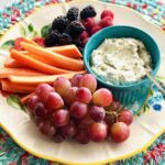 pesto goat cheese with fruits and veggies