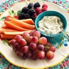 pesto goat cheese with fruits and veggies