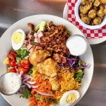 fried chicken salad on a plate, Rocky's Chicken Shack, Asheville