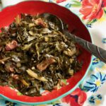 collard greens in a red bowl