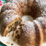 fresh apple cake on white plate