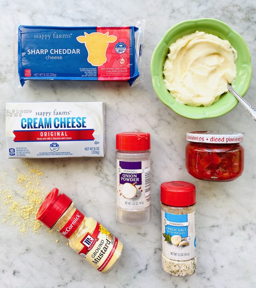 ingredients to make pimento cheese.