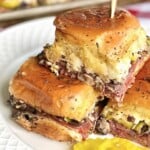 italian sliders on a sheet pan.