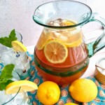 iced tea lemonade or arnold palmer drink in a pitcher.