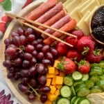 Aldi Charcuterie Board (4 Ways) with fruit, meat and cheese.