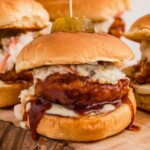 Hot Honey Chicken Sandwich with sauce running down the sides.