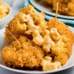 Fried Mac and Cheese bites with crispy panko crust.