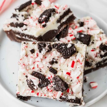 Oreo Peppermint Bark with crushed candy canes.