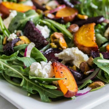 Roasted beet salad with goat cheese.