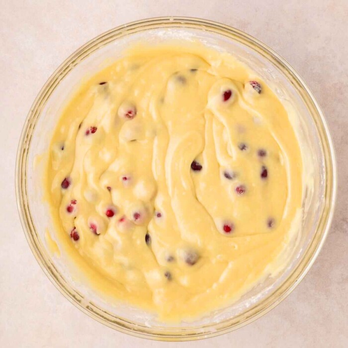 Batter with cranberries added.