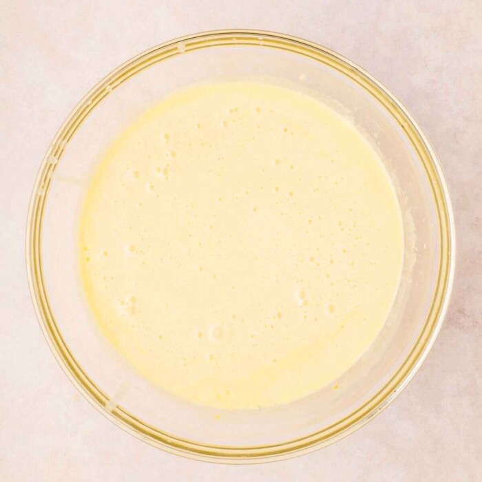 Wet ingredients for cake.