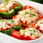 Stuffed bell peppers with chicken.